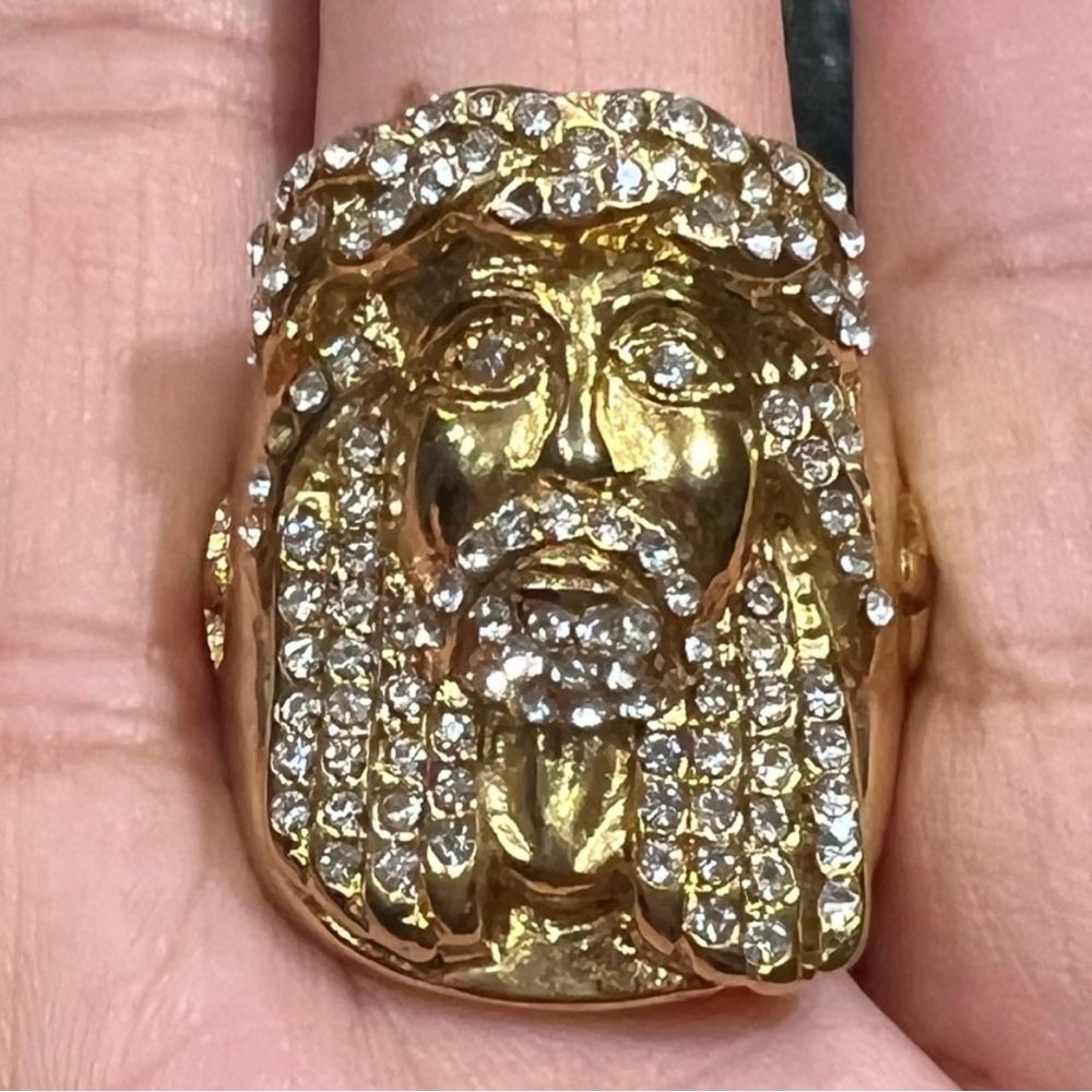 Steeltime Jesus Christ Bling Head Ring
Size 10